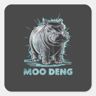 Adesivo Quadrado Radiante Hippo Moo Deng