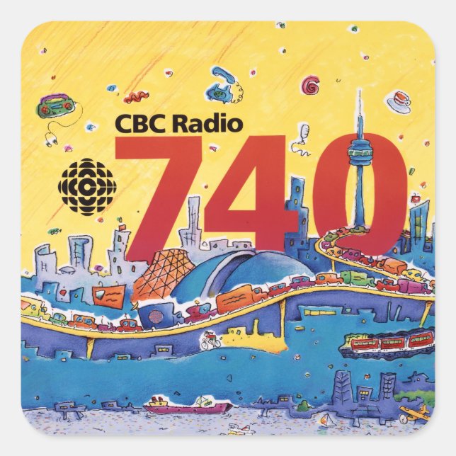 Adesivo Quadrado Rádio CBC 740 - gráfico promocional 1980 (Frente)