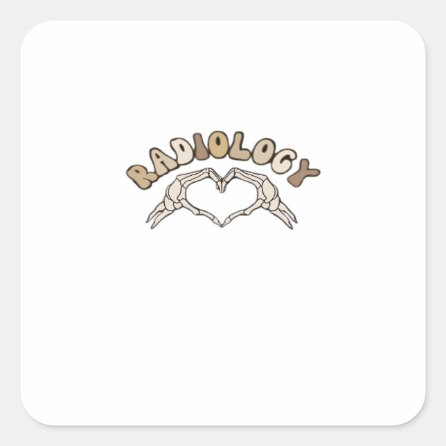 Adesivo Quadrado Radiologia Esqueleto Mãos Cardíacas Clássicas (Frente)