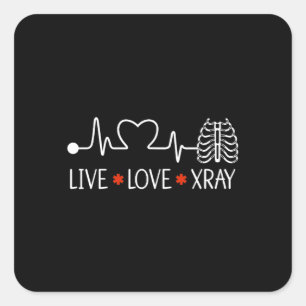 Adesivo Quadrado Radiologia Live Love Radiologista Técnico Radiolog