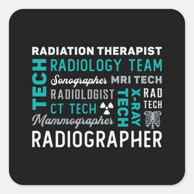 Adesivo Quadrado radiologia tecnológica radiológica Terapista Xray  (Frente)