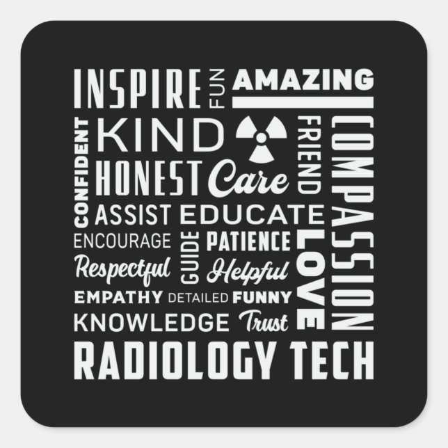 Adesivo Quadrado Radiology Tech Technologist Rad Tech X-Ray Techs (Frente)