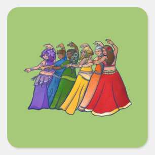 Adesivo Quadrado Rainbow Belly Dancer Art Belly Dance