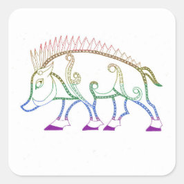 Adesivo Quadrado Rainbow Boar