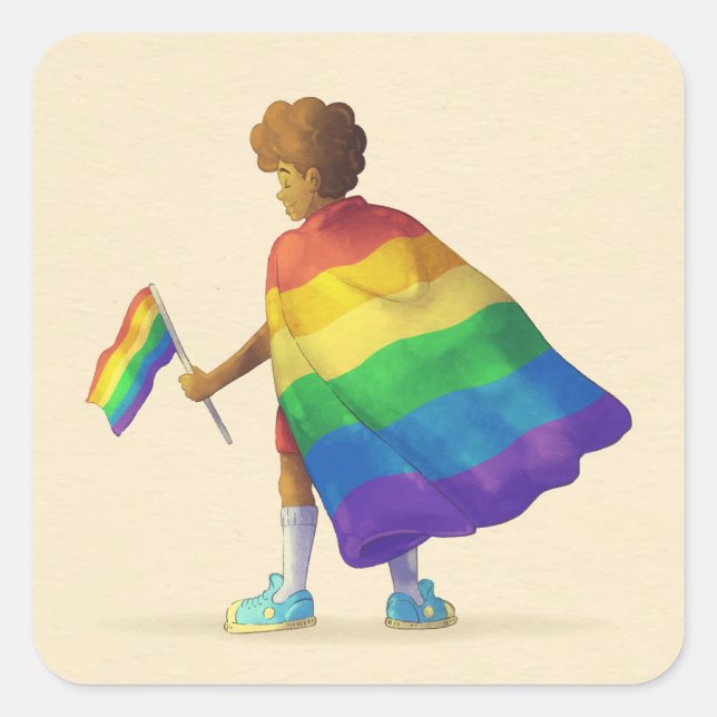 Adesivo Quadrado Rainbow Boy LGBT Sticker (Frente)