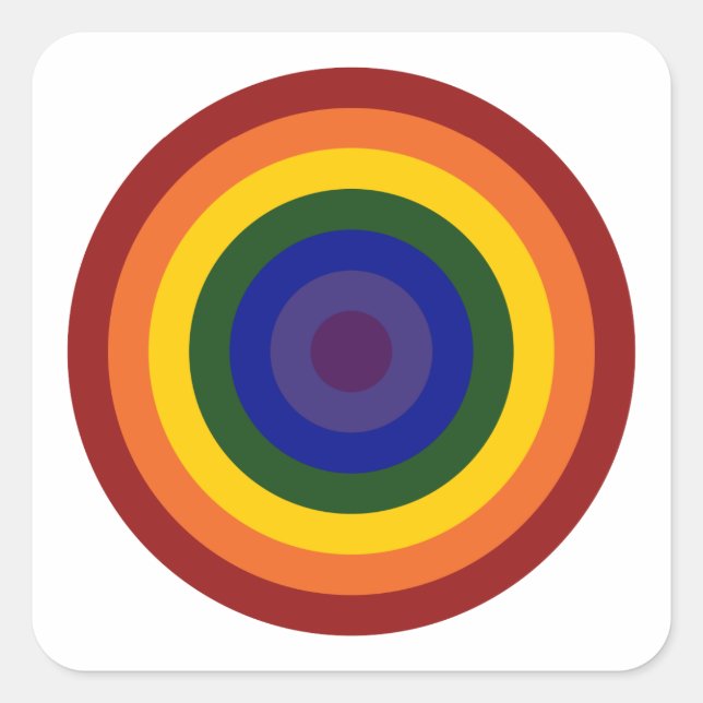 Adesivo Quadrado Rainbow Bullseye (Frente)