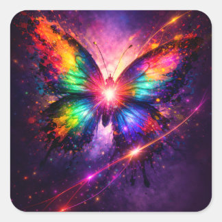 Adesivo Quadrado Rainbow Butterfly 