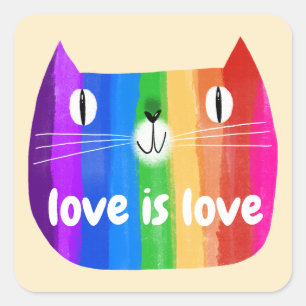 Adesivo Quadrado Rainbow Cat Sticker