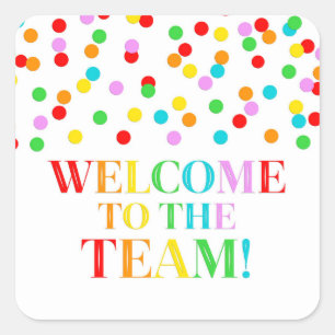 Adesivo Quadrado Rainbow Confetti Bem-vindo à Equipe