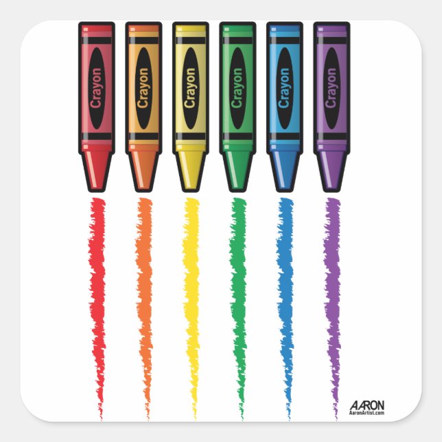 Adesivo Quadrado Rainbow Crayons (Frente)