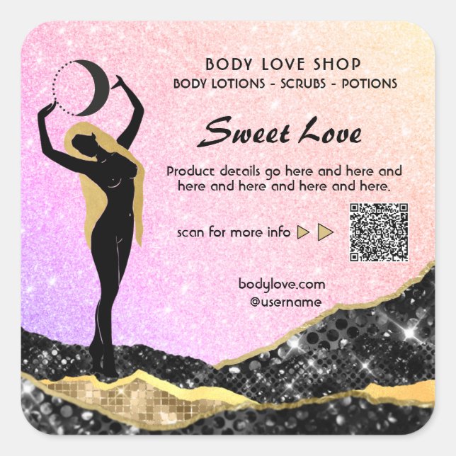 Adesivo Quadrado *~* RAINBOW Deusa Intenção Ortográfica AP24 Lavand (Frente)