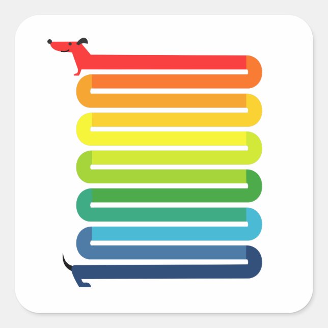 Adesivo Quadrado Rainbow Dog (Frente)