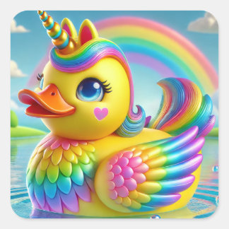 Adesivo Quadrado Rainbow Duck-a-Corn Sticker Series