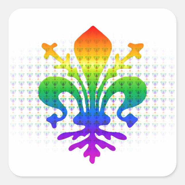 Adesivo Quadrado Rainbow Fleur-de-lis (Frente)