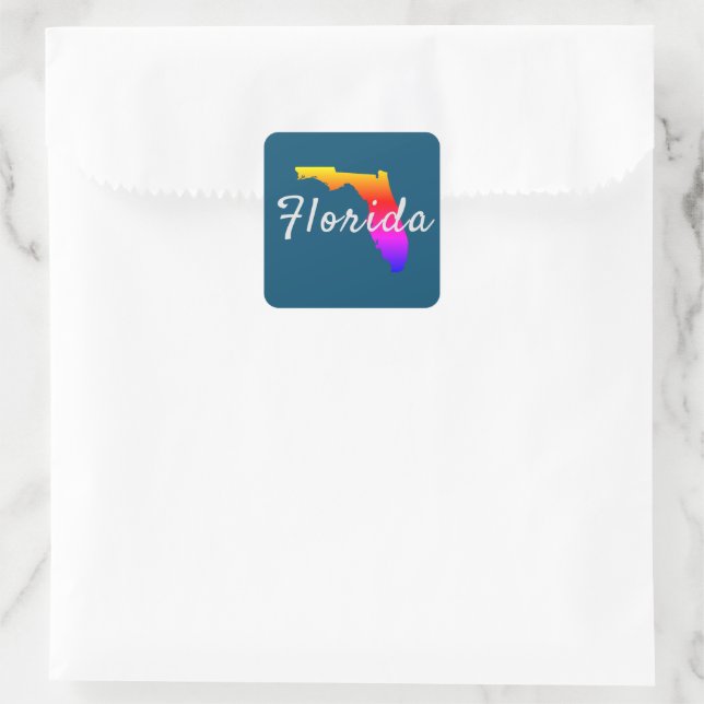 Adesivo Quadrado Rainbow Florida State Silhouette (Bolsa)
