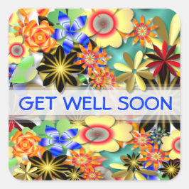 Adesivo Quadrado Rainbow Garden, Art Deco Flowday