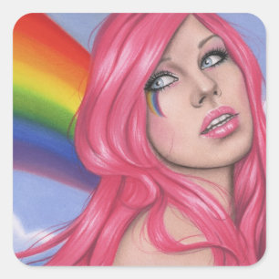 Adesivo Quadrado Rainbow Girl Stickers