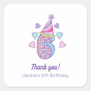 Adesivo Quadrado Rainbow Girls 6 Festa de aniversário Favor Sticker