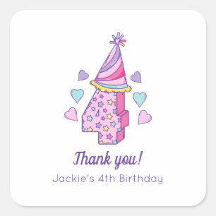 Adesivo Quadrado Rainbow Girls 6 Festa de aniversário Favor Sticker
