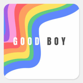 Adesivo Quadrado Rainbow Good Boy - Ícone Sticker, Diversão Orgulho