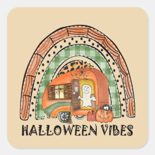 Adesivo Quadrado Rainbow Halloween Vibes Camper/ Trailer