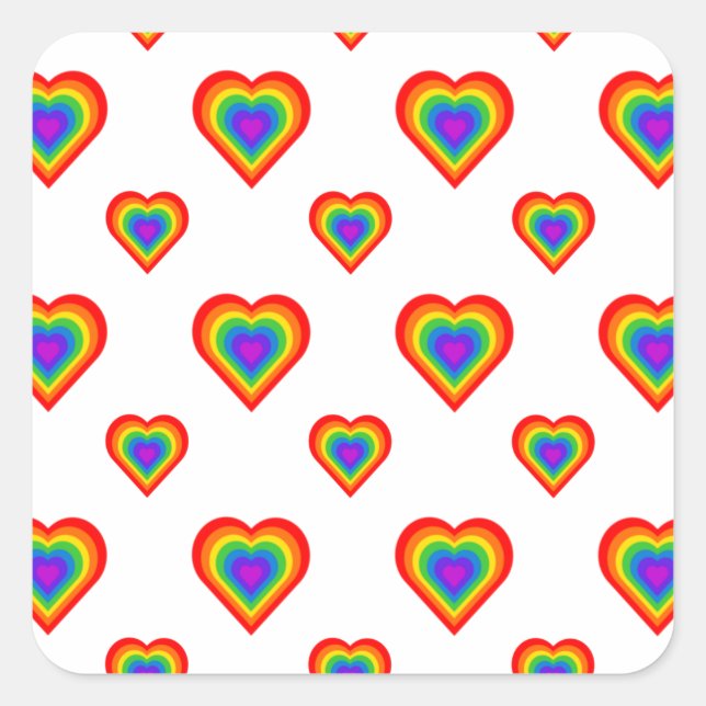 Adesivo Quadrado Rainbow Heart (Frente)
