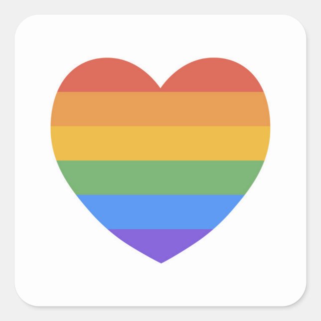Adesivo Quadrado Rainbow Heart (Frente)