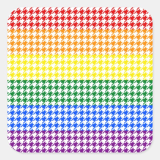 Adesivo Quadrado Rainbow Houndstooth (Frente)