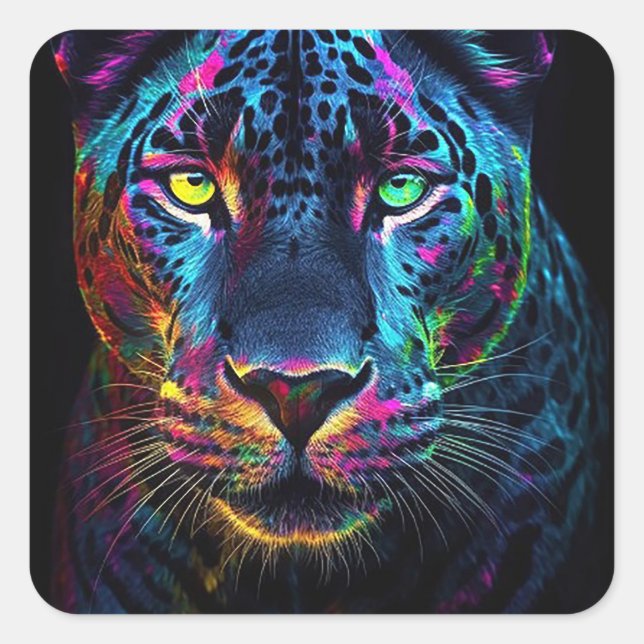 Adesivo Quadrado Rainbow Jaguar (Frente)