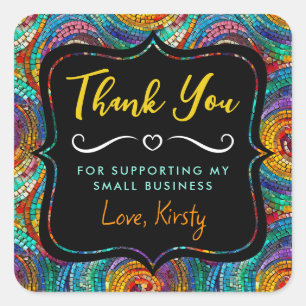 Adesivo Quadrado Rainbow Jewel Tone Mosaico Glass Pequena empresa