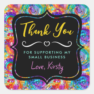 Adesivo Quadrado Rainbow Jewel Tone Mosaico Glass Pequena empresa