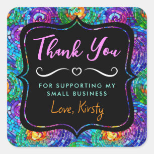 Adesivo Quadrado Rainbow Jewel Tone Mosaico Glass Pequena empresa