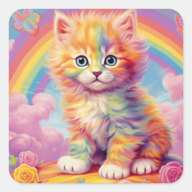 Adesivo Quadrado Rainbow Kitten Stickers (Frente)