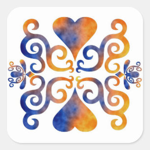 Adesivo Quadrado Rainbow Lily e Heart