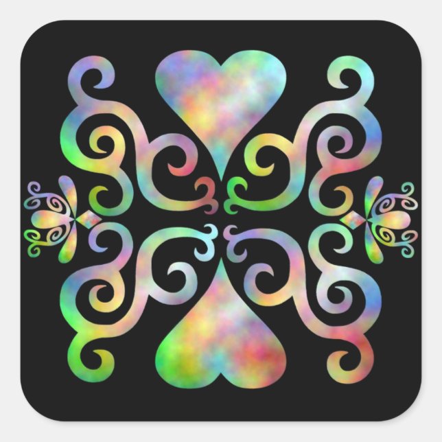 Adesivo Quadrado Rainbow Lily e Heart (Frente)