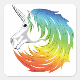 Adesivo Quadrado Rainbow Mane Unicorn