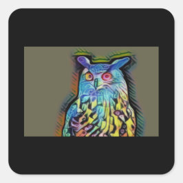 Adesivo Quadrado Rainbow Owl