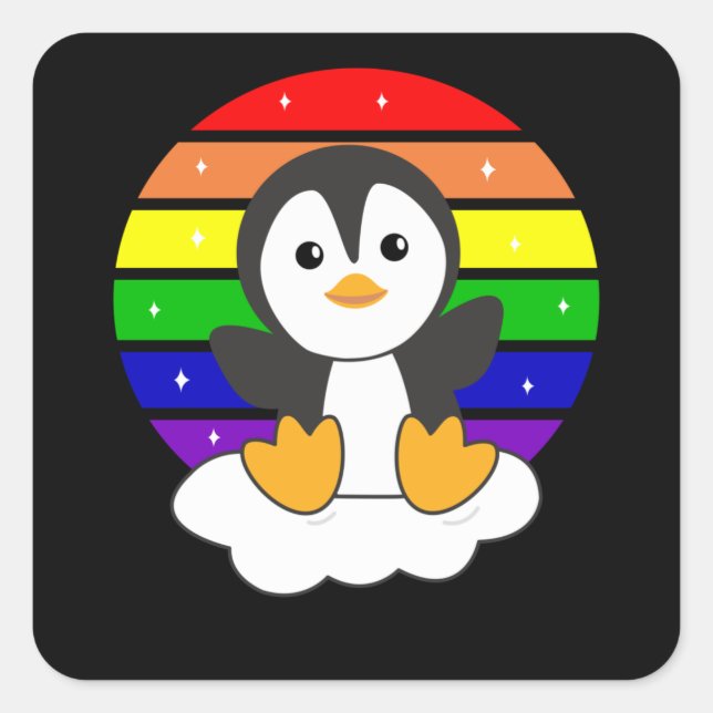 Adesivo Quadrado Rainbow Penguin Sweet Penguins For Children (Frente)