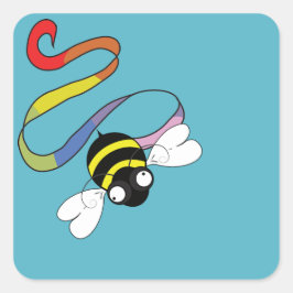 Adesivo Quadrado Rainbow Ribbon Bee Sticker