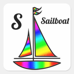 Adesivo Quadrado Rainbow Sailboat Stickers