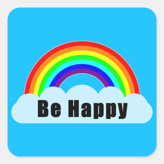 Adesivo Quadrado RAINBOW - Seja feliz (Frente)