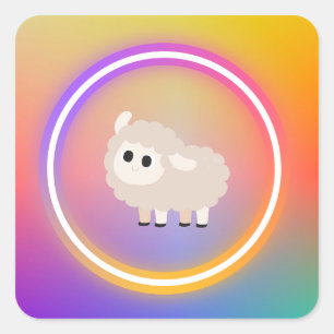 Adesivo Quadrado Rainbow Sheep