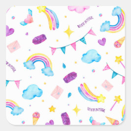 Adesivo Quadrado Rainbow Sticker - Acredite em Majic