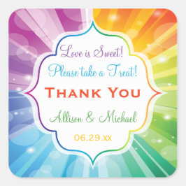 Adesivo Quadrado Rainbow Strike Sunburst Candy Buffet Sticker