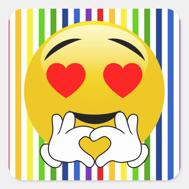 Adesivo Quadrado Rainbow Stripes Adorava Olhos Emoji Stickers (Frente)