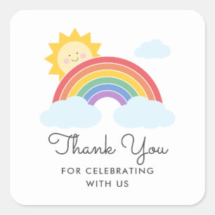 Adesivo Quadrado Rainbow Sunshine Favor Obrigado
