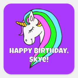 Adesivo Quadrado Rainbow Unicorn