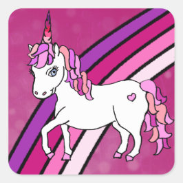 Adesivo Quadrado Rainbow Unicorn