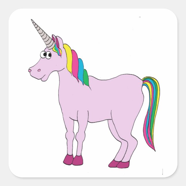 Adesivo Quadrado Rainbow Unicorn (Frente)