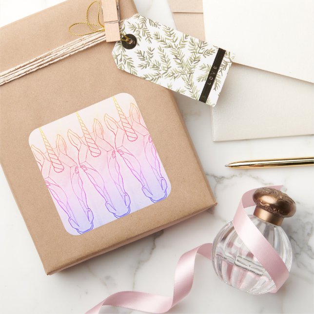 Adesivo Quadrado Rainbow Unicorn (Presentear)